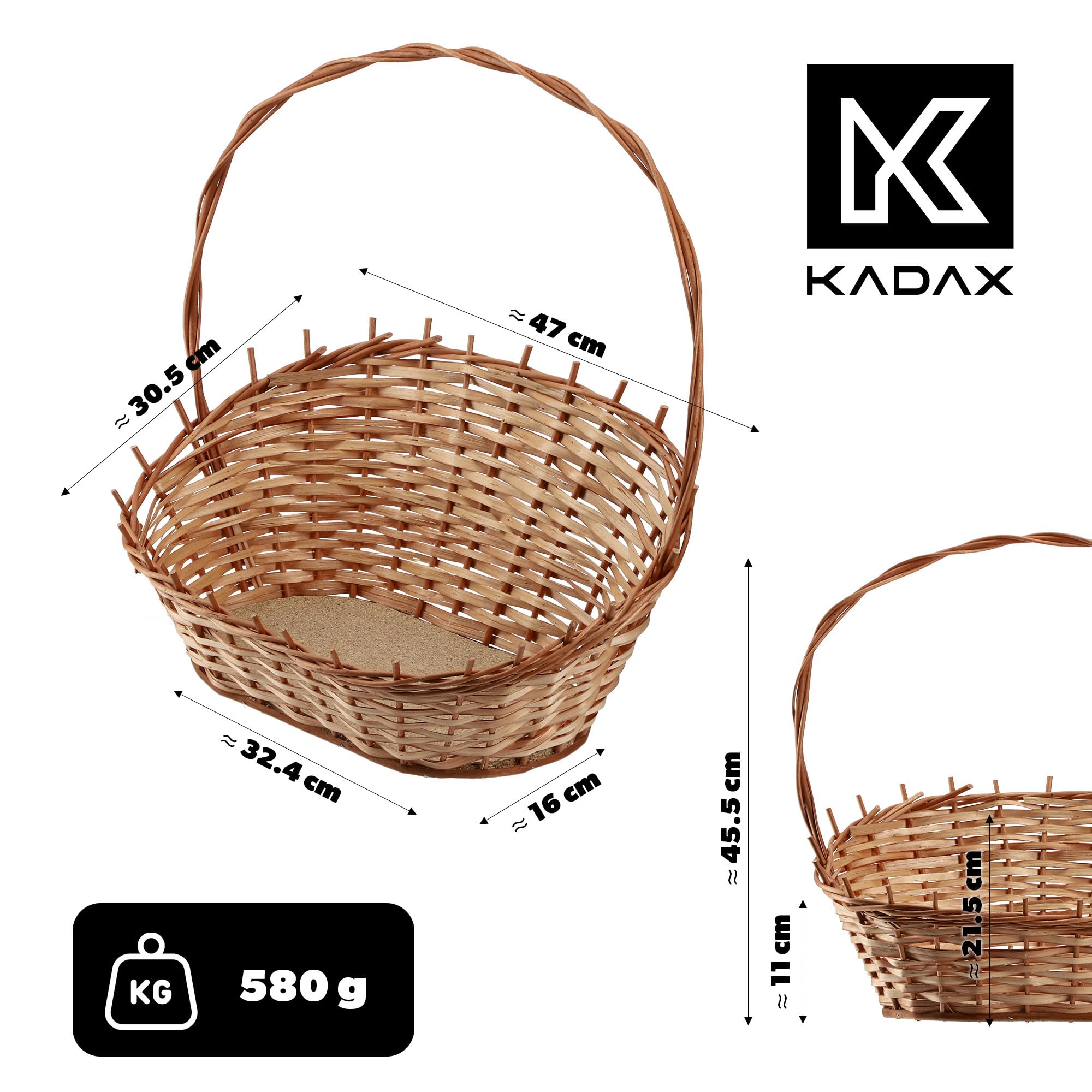 KADAX Cesta de regalo, cesta de mimbre universal, cesta con asa, cesta para botellas, cesta de dulces, cesta de almacenamiento trenzada, cesta de regalo (natural, grande)