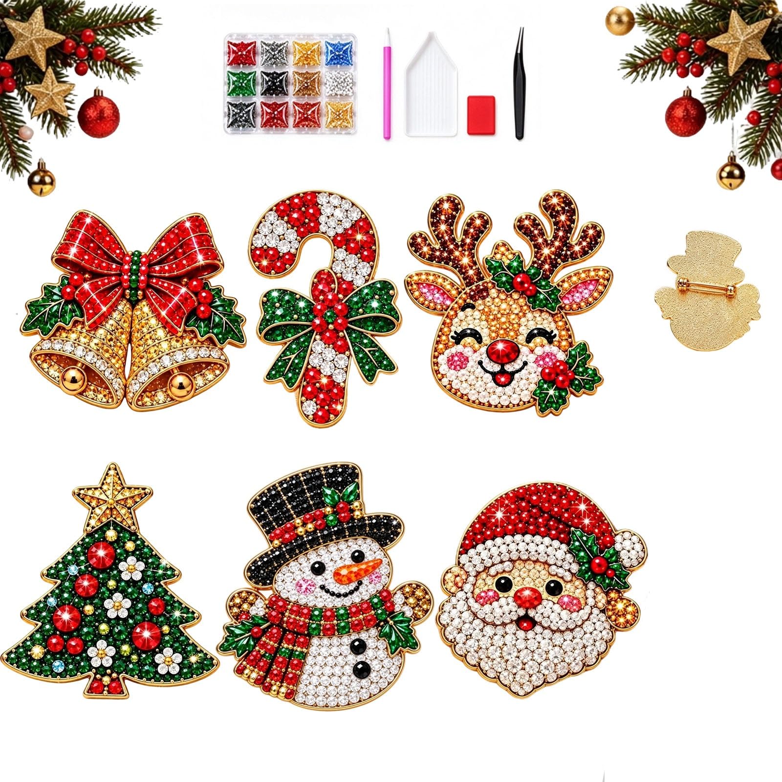 DIY-Weihnachts-Diamant-Broschen-Set mit 6 Motiven