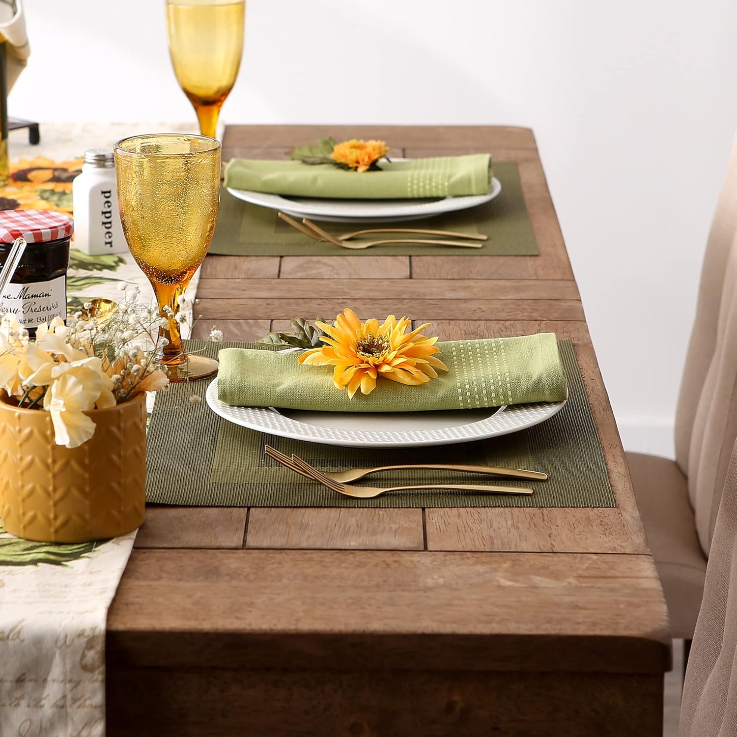 DII PVC Tabletop Collection Woven Indoor/Outdoor, Placemat Set, 13x17.25, Sage Green, 6 Piece : Everything Else