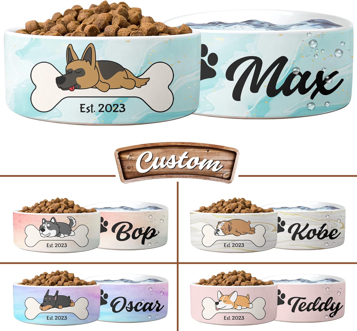 Pet Supplies HAMIEW Personalized Dog Bowl Custom Dog Bowls with