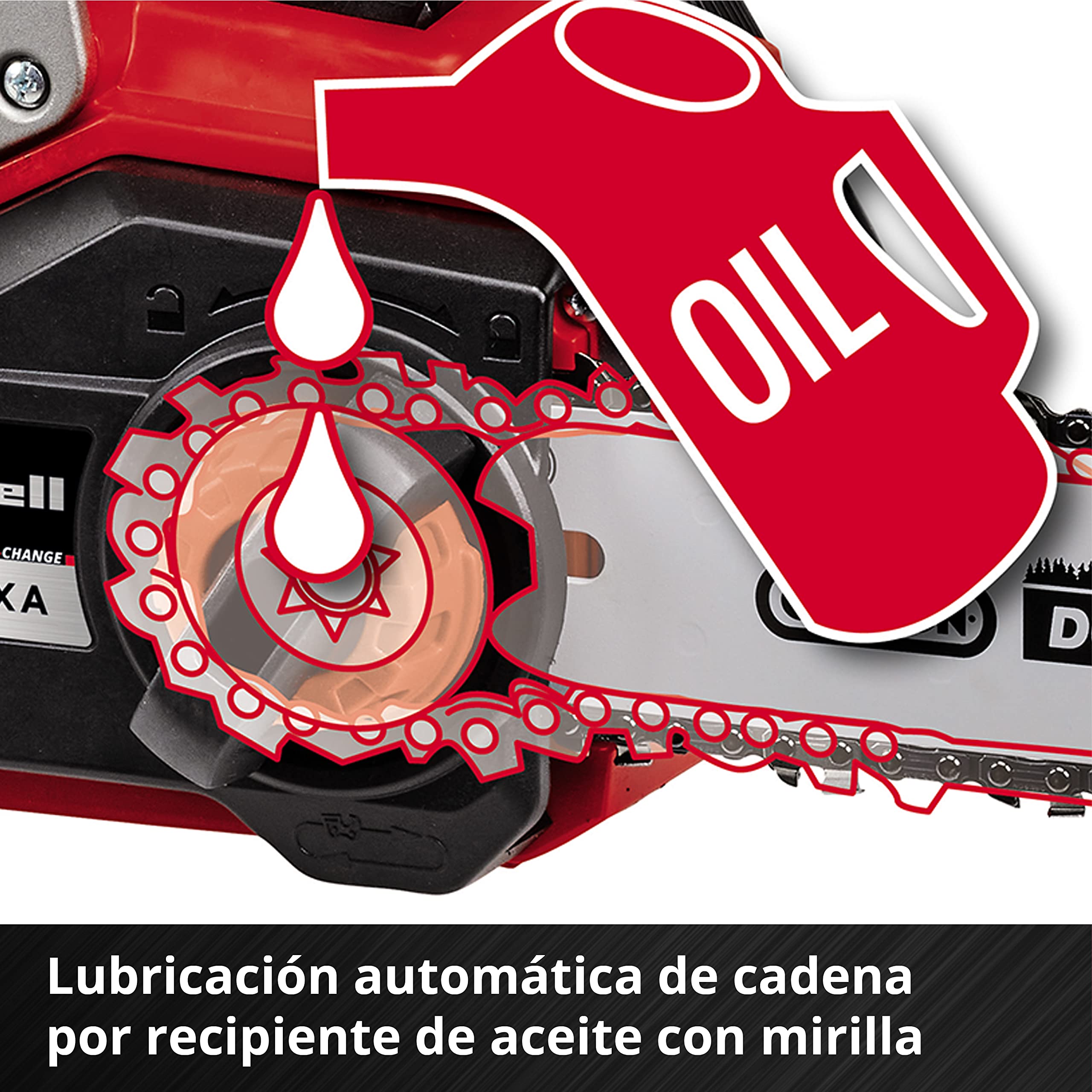 Einhell Motosierra con batería FORTEXXA 18/30 Power X-Change (iones de Li, 18 V, motor eléct. sin escobillas, espada de 30 cm, max. 4300 rpm, sin batería ni cargador)