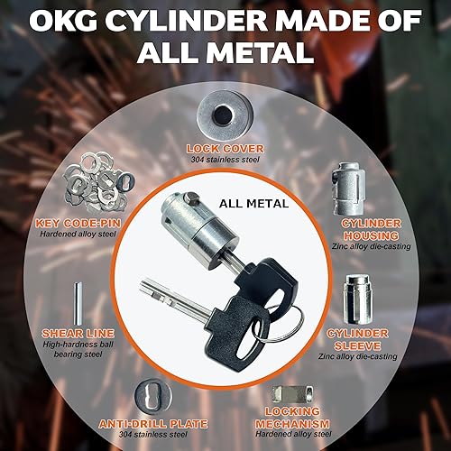 Miniatura 2 de OKG Cerradura de acero inoxidable ultra segura, candado fundido sólido resistente, 3 llaves, 2 varillas, grillete de 716 pulgadas, cilindro de