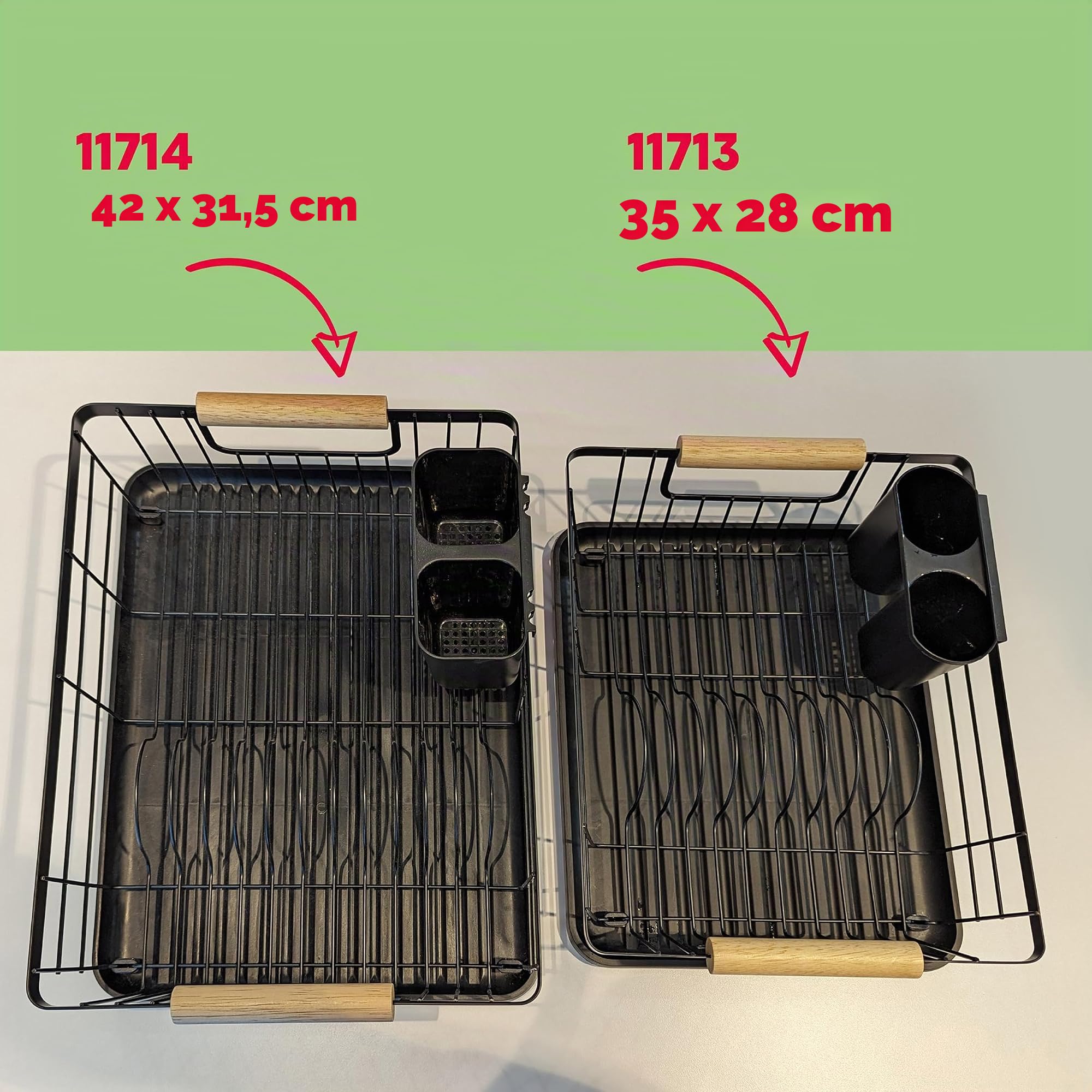 kela Égouttoir à Vaisselle Rica, métal Grille d'égouttage pour 9 Assiettes, 3 Verres, 2 Porte-Couverts en Plastique, Noir