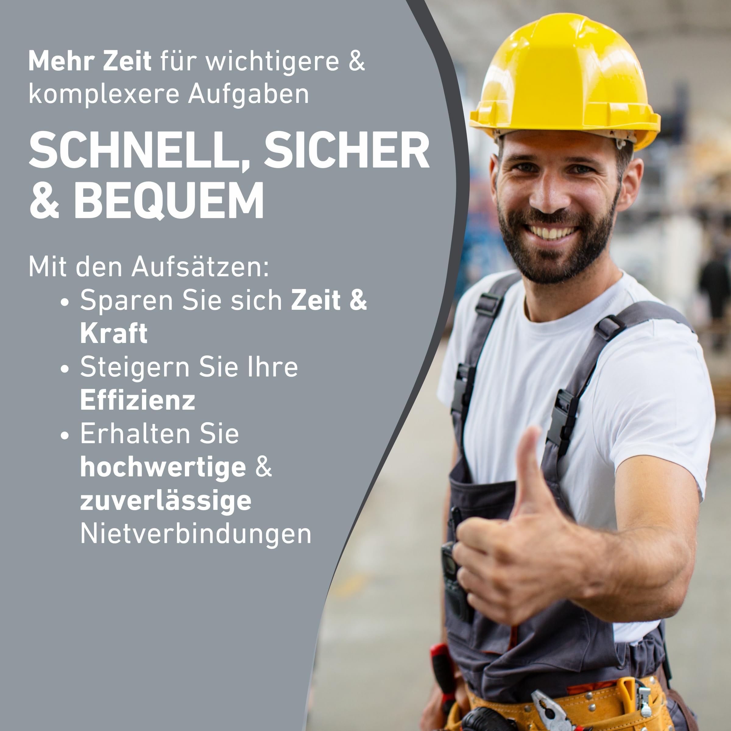 2-in-1 Nietaufsatz für Akkuschrauber & Bohrmaschine I Nietgerät für Blindnieten & Nietmuttern aus Alu, Stahl & Edelstahl I Blindnietvorsatz für 2,4-6,4 mm Nieten + M3-M12 Niet-Muttern