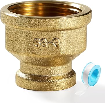 G1 to G1/2 Brass Reducing Sleeve, Female Thread Fitting Brass Fittings, Brass Reducing Coupling Connector, with Plumbers Tape, for Pipe Connection