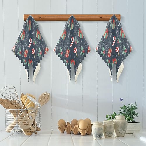 Miniatura 5 de KLL Christmas Theme Car Cleaning Cloth Colored Tea Towels Kitchen Blue Cotton Hand Towels for Kitchen Kitchen Terry Dish Cloths