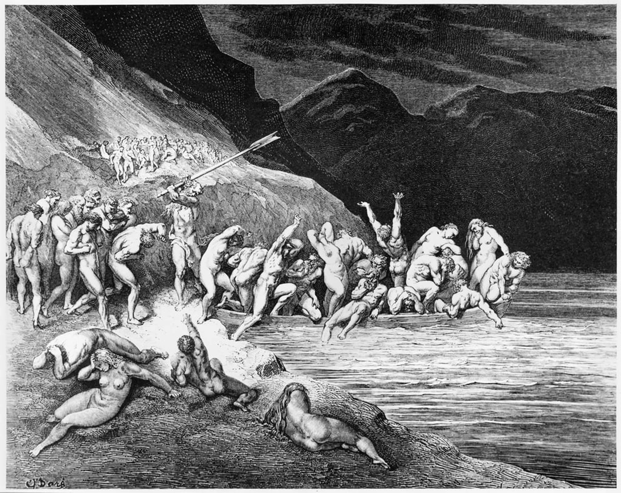 ARTXLXXBN Famous Prints Artwork Pictures Poster Painting Art Charon Illustration by Gustave Dore Artwork Landscape Pictures for Home Decor 60x90cm