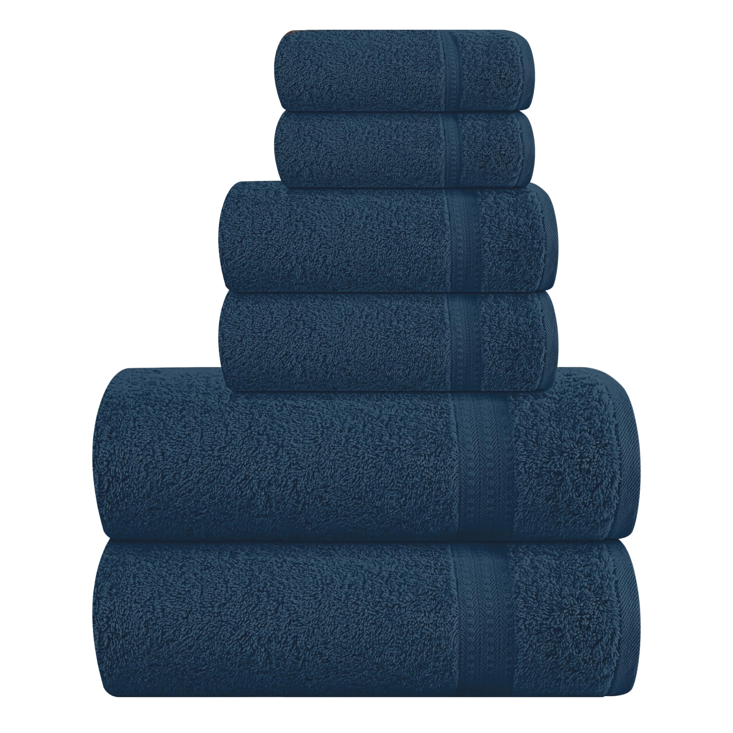 MyOwn 6 Piece Towel Set 100 Combed Cotton - 2 Bath Towels 2 Hand Towels 2 Wash Cloths
