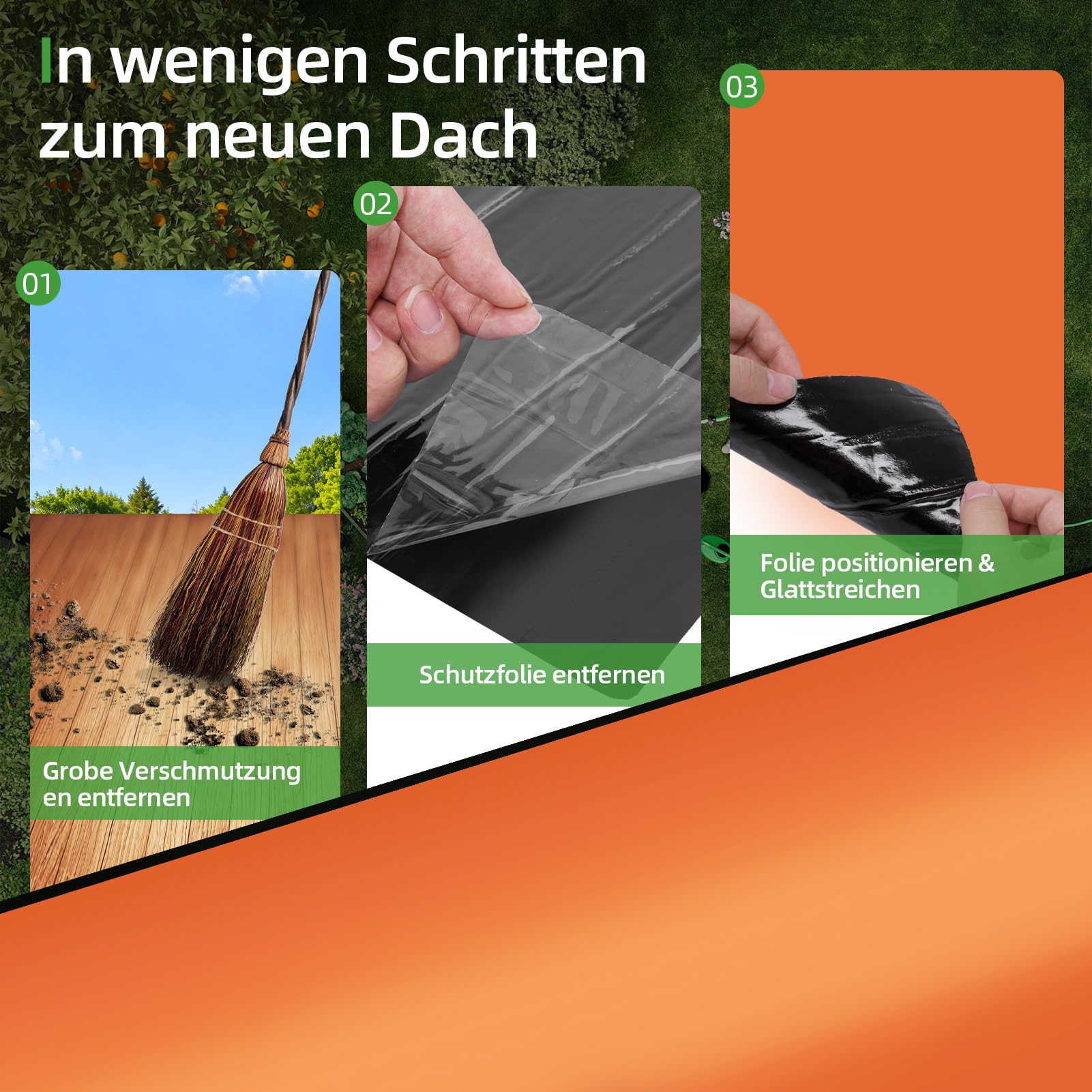 Dachfolie Aluminium selbstklebend, 5㎡ Dachbahn Selbstklebend mit Starkem Bitumenkleber, Folie Selbstklebend Bitumenbahn UV -Beständig für Gartenhäuser, Garagendächer, Schuppen, 1,25 mm Stark, 1 x 5 m