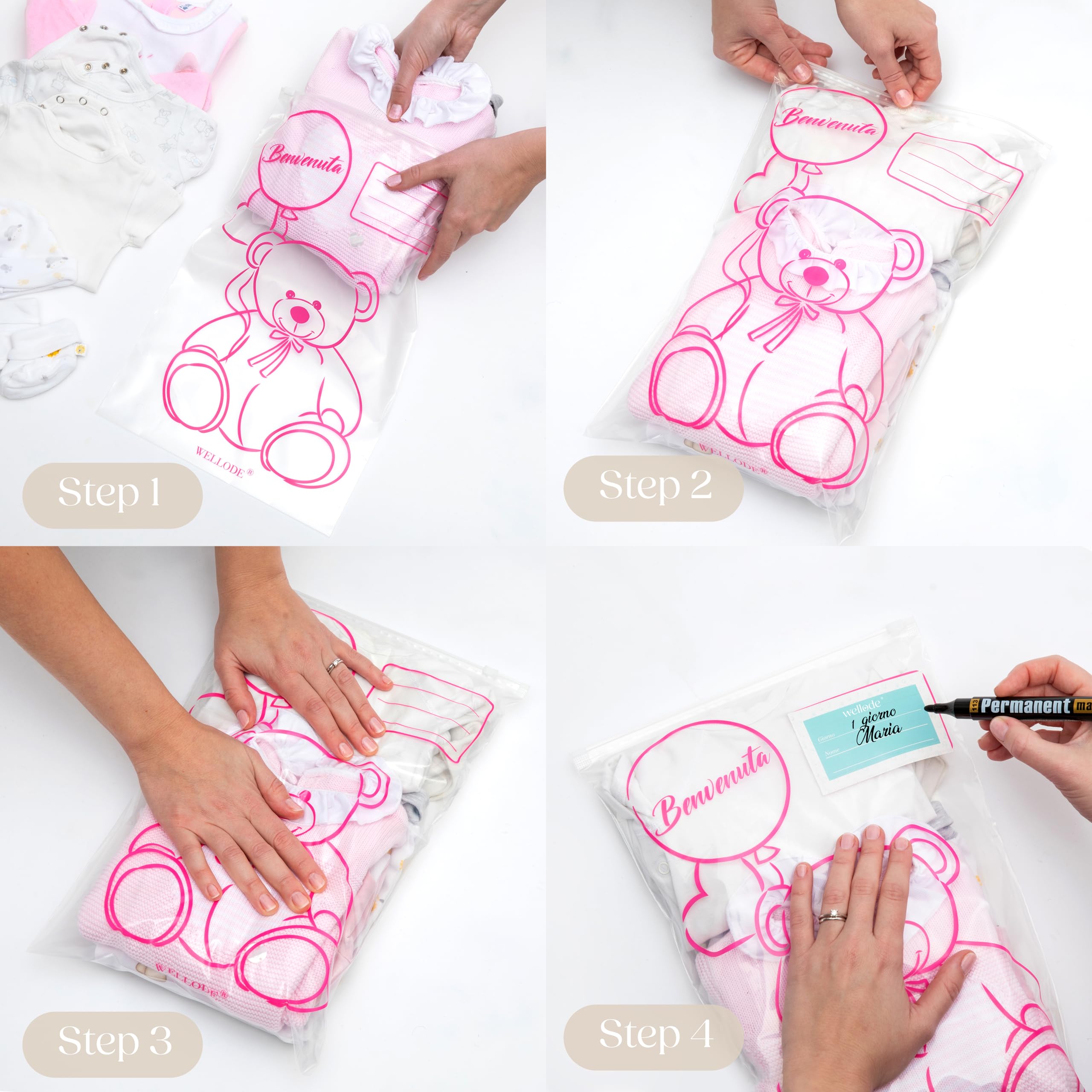 Wickeltaschen Für Neugeborene - 8 Beutel Set Mit Marker Für Krankenhaus & Kindergarten