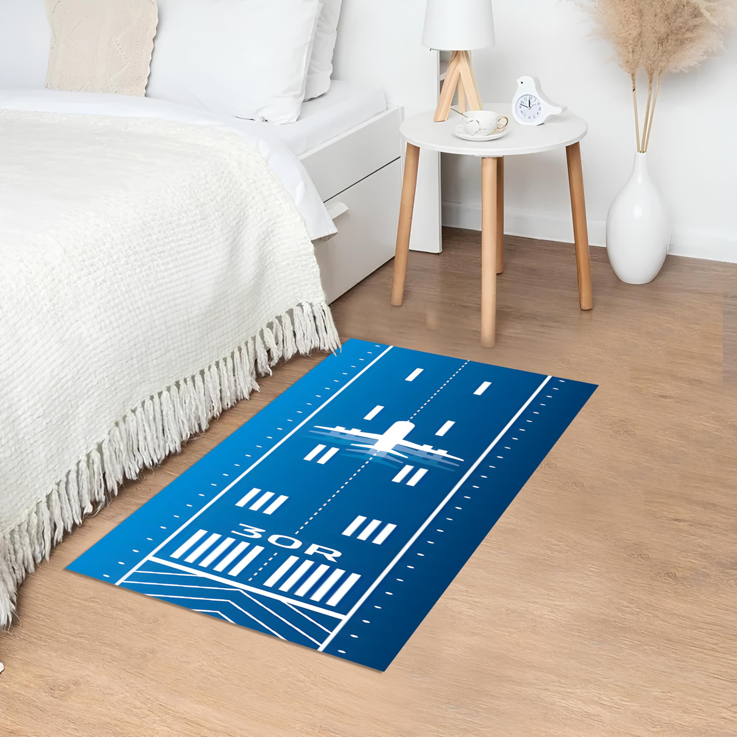 Blue White Runway Area Non Slip Rug,Airport Rugs,Airplane Carpet,Aircraft Carpets,Aviation RM1205(60x100Cm//23x39 inch)