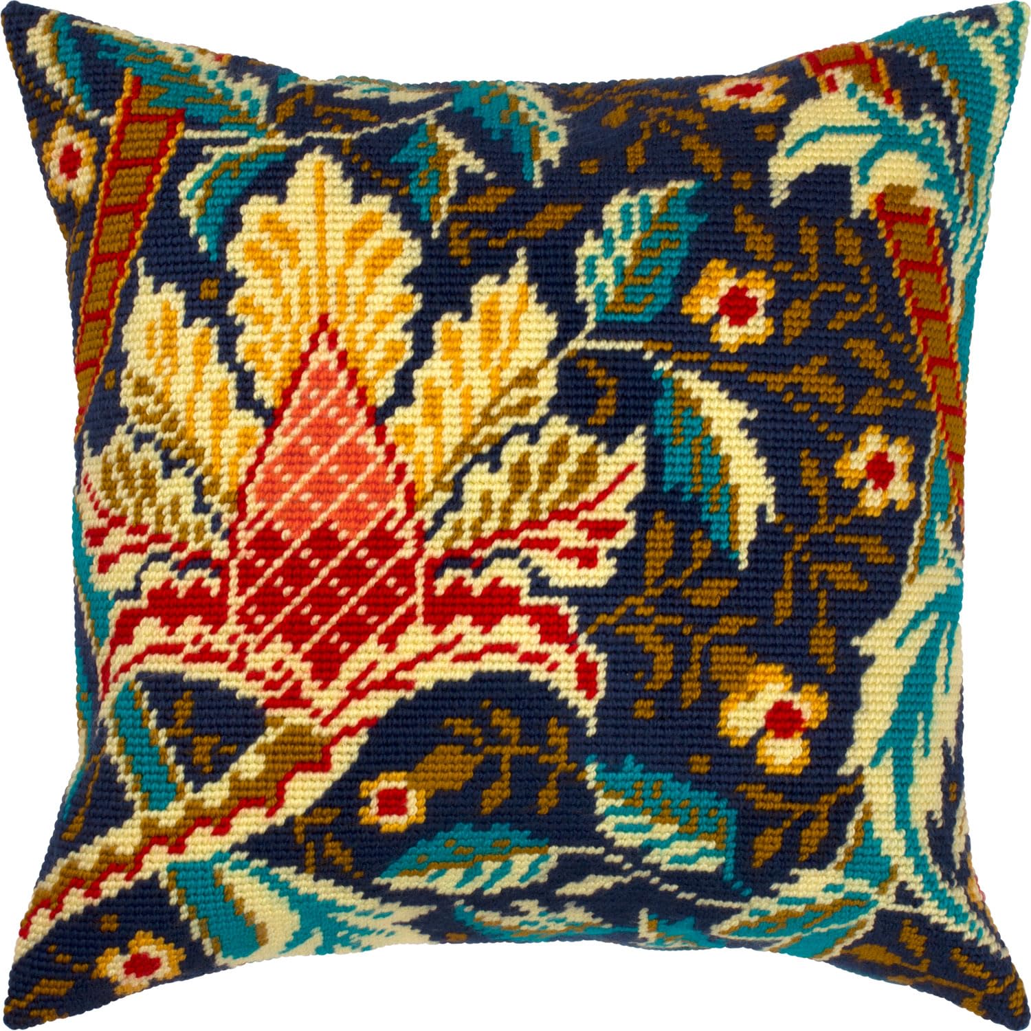 Floral Needlepoint Kit for Adults and Beginners — Windrush. Hazelnut by William Morris 16??×?16? with Clear, Precise Printed Design on Cotton Canvas; Includes 2 Needles, Yarn, and Easy-Read Chart