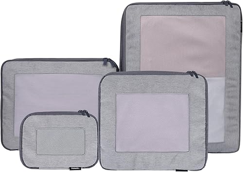 Compression Packing Cubes for Travel, 4-Pack Luggage Organizer Bags with Double 