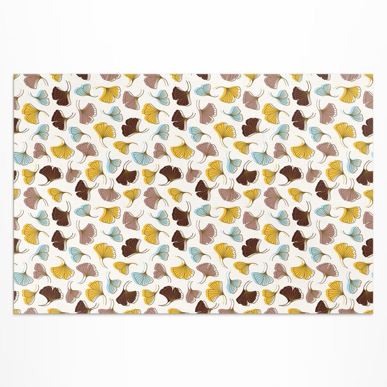 Tapis d'extérieur 150x225 cm en PVC imperméable au motif de feuilles pastel pour balcon et porche