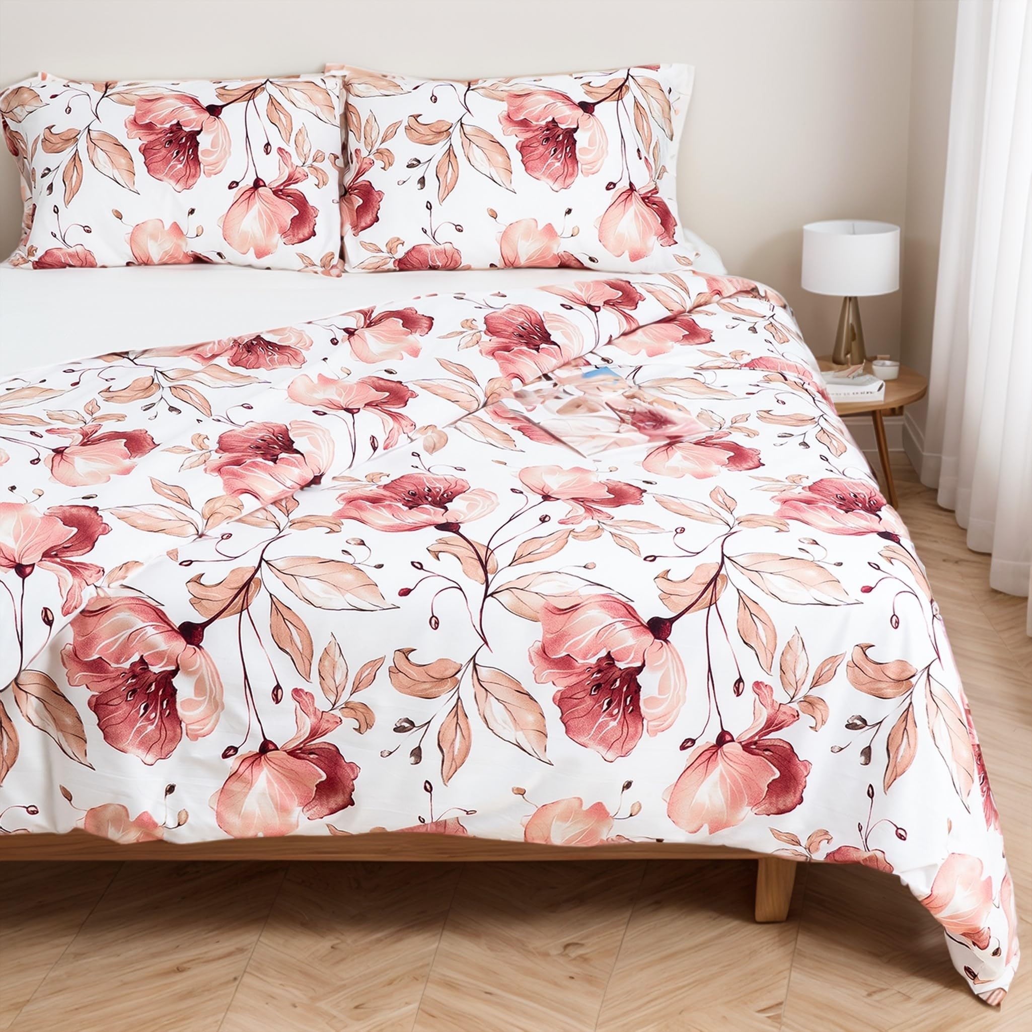 Etrexonline Juego de Funda Nórdica 4 Piezas Cama 150 Microfibra Suave Transpirable - 1 Funda Edredón 220x240 cm, 1 Bajera 150x200+30 cm y 2 Fundas de Almohada 50x75 cm (Pluma Azul) — view 43