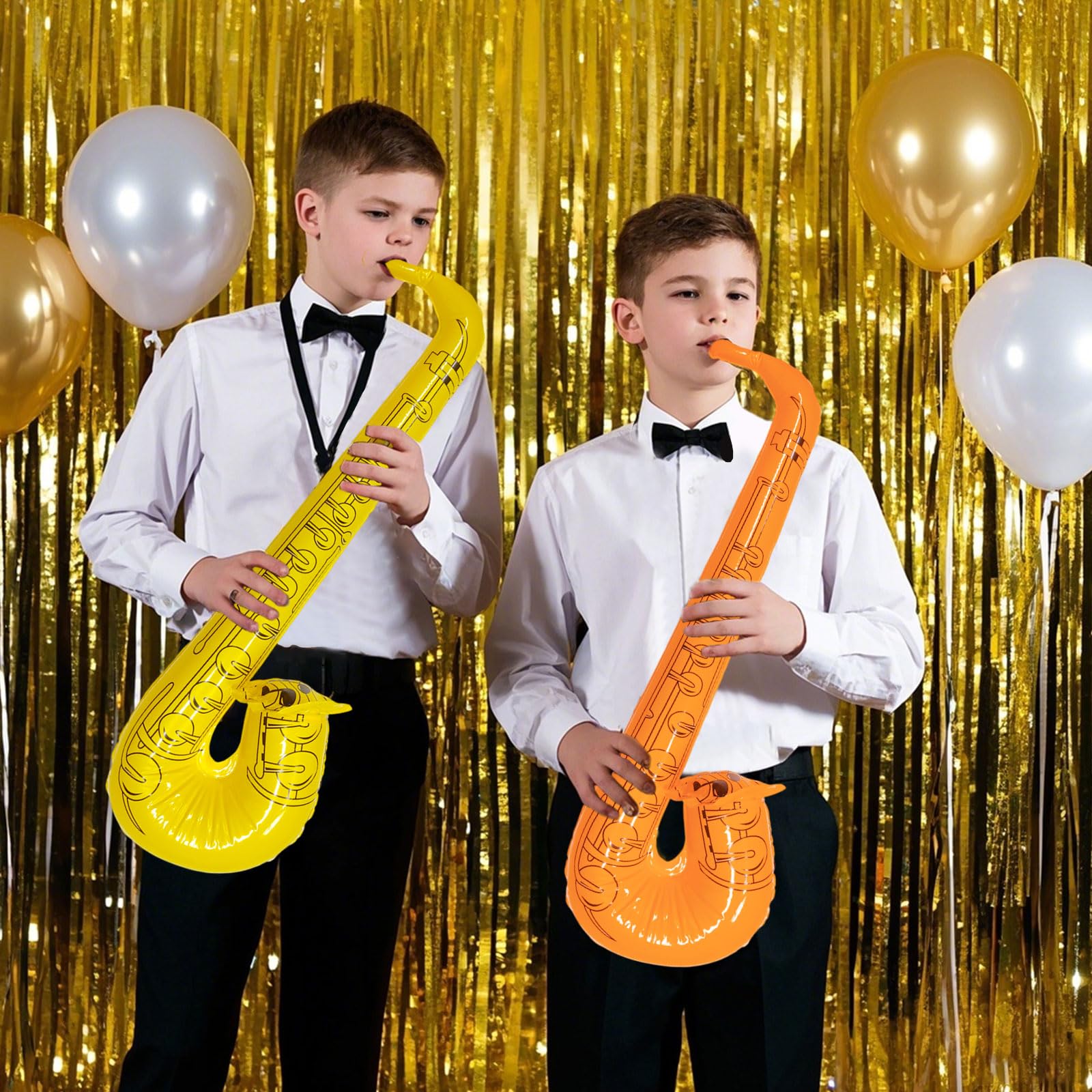 3 Piezas Instrumentos Inflables Saxofón Hinchables para Niños Adultos, 70 cm Saxofón de Juguete Inflable Party, Accesorios de Globos de Instrumentos Musicales para Festivales Fiesta