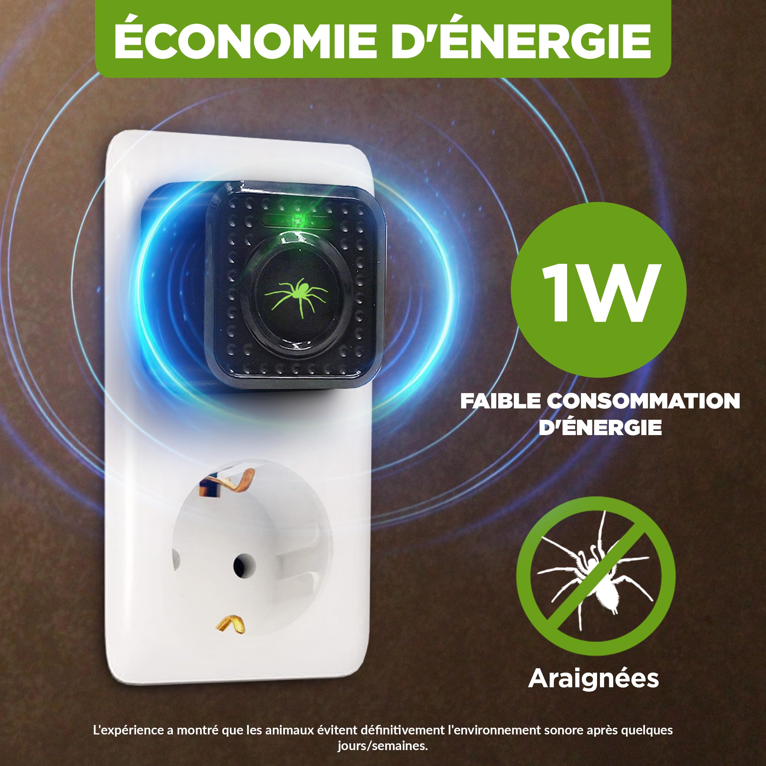 ISOTRONIC® Prise Anti Araignée Répulsif à Ultrasons contre les Araignées appareil électrique sans produits chimiques contre les insectes pour usage intérieur pour Chambre Salon Cuisine, Lot de 5