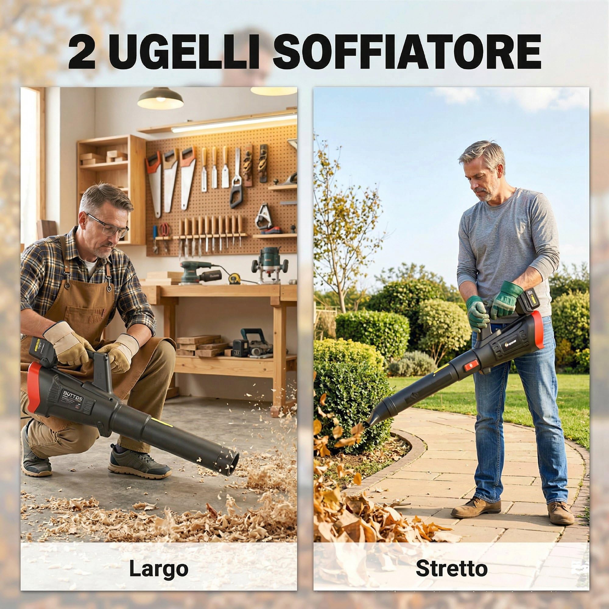 Outsunny Soffiatore a Batteria 18V Soffiatore Foglie con 2 Batteria 4Ah
