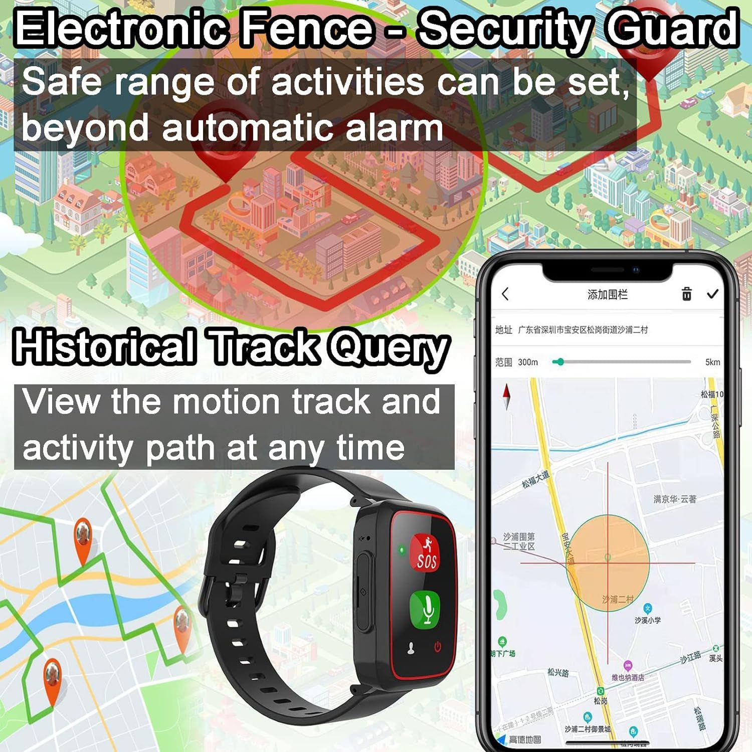 Pulsera para ancianos, botón de alarma GPS, teléfono de emergencia para personas mayores, alarma de otoño, ubicación GPS, monitoreo de salud, chat de voz