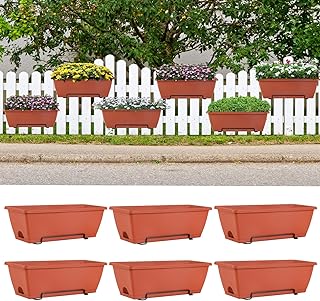 Top 10 best Long Rectangular Balcony Pots For Railing to buy 11 HAITRAL 16.9 Inch Deck Railing Planter Boxes for P...