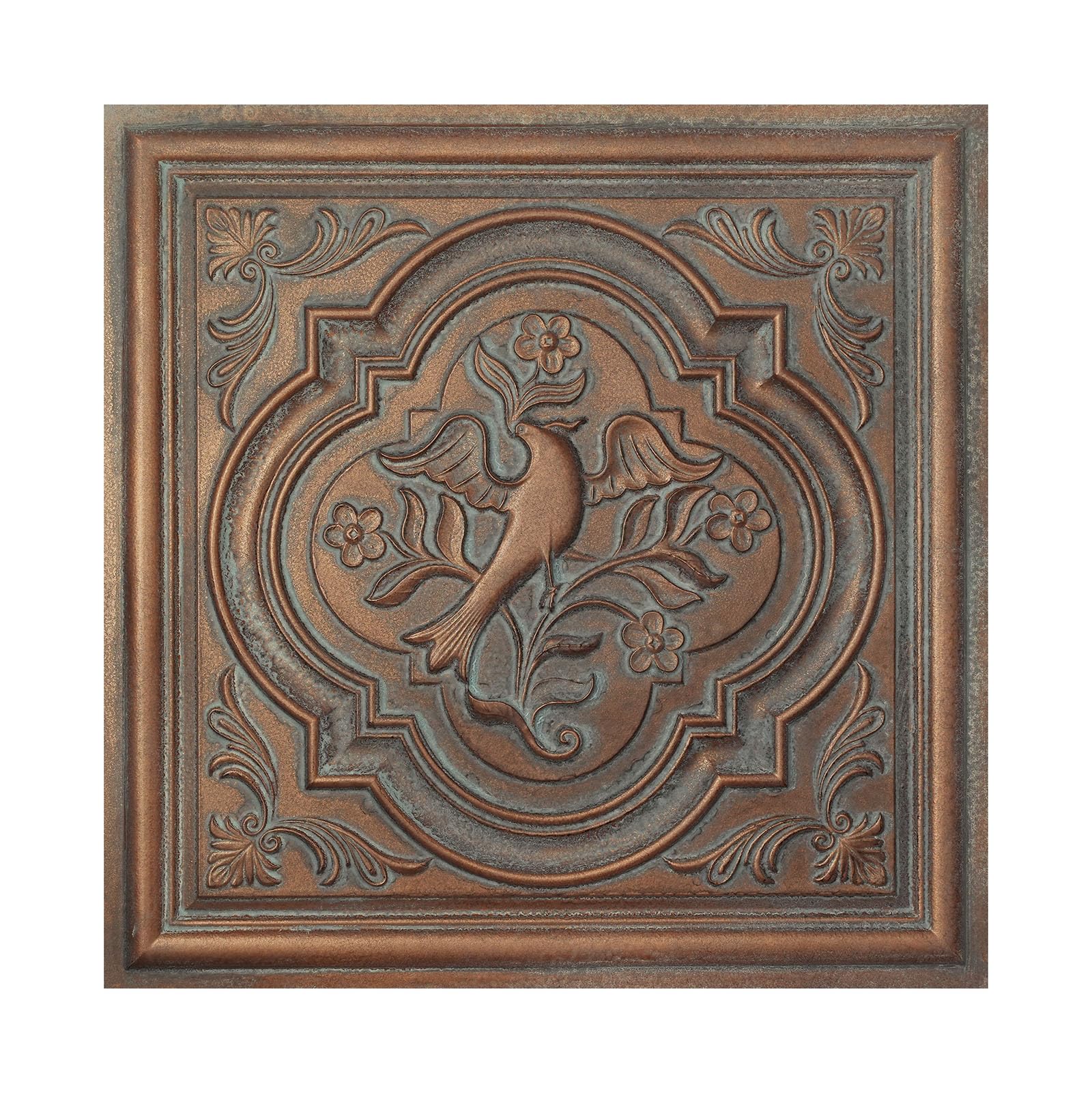 Paintsdecor Weather Copper Peel And Stick Tin Ceiling Tiles Distressed, Easy To Install Pvc Panels, (10-Pack,40 Sq.ft) Wall Decor For Bar Cafe Club Pl39 10Piece (Weather Copper)