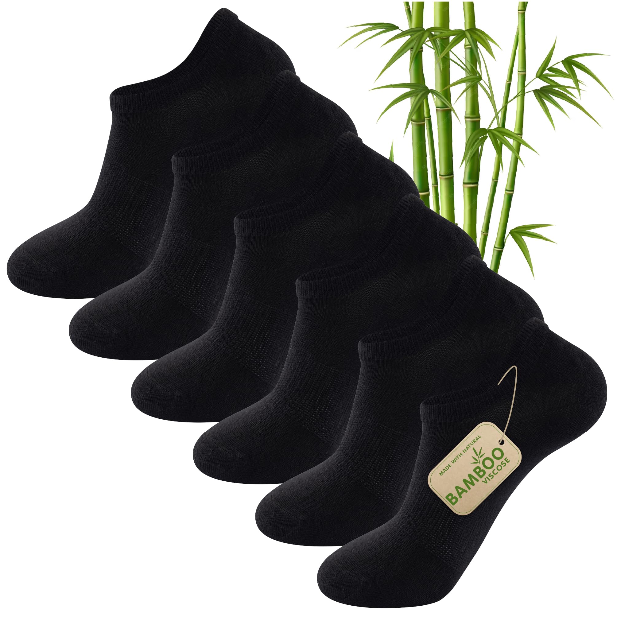 The Essentials Wardrobe Men's 6 Pairs Unisex Black 6Pk Bamboo Trainer Socks - Uk 6-8.5/Eu 39-42.5 - Black