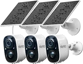 SOVMIKU 3CG6 2K Solar Security Camera Wireless Outdoor, PIR Motion Detection, Battery Powered, Easy to Setup,Two Way Audio,Audible Flashlight Siren,2.4GHz Wi-Fi,Color Night Vision,SD Slot,Vicohome