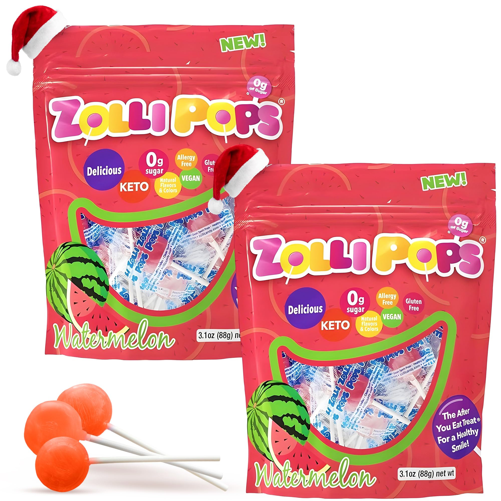 Zollipops Clean Teeth Lollipops, Watermelon, 6.2 Ounce - Enjoy a Refreshing Watermelon Flavor with Sugar-Free Goodness for a Healthy Smile