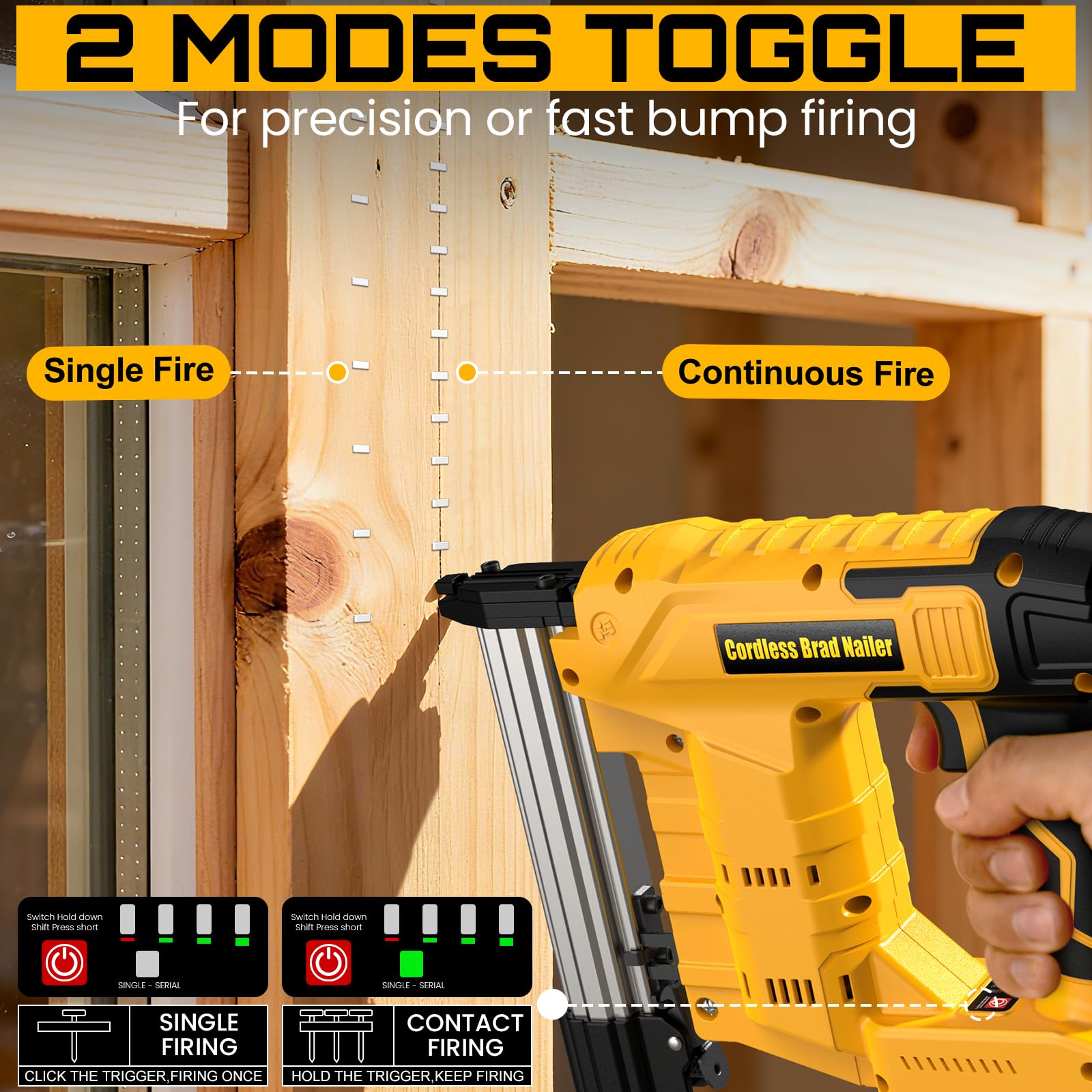 18 Gauge Cordless Brad Nailer & Staple Gun for Dewalt 20V MAX Battery(No Battery), 2 in 1 Electric Nail Gun with 1000 Brad Nails and 1000 Staples for Home Improvement, DIY and Woodworking - 5