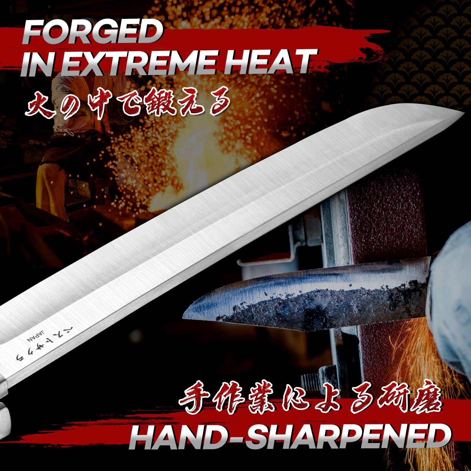Purple Dragon Outdoor Messer mit Japan 5 mm Dick D2 Stahl Klinge, Tanto Messer mit Dragon-Phoenix Gravierte Holzscheide, Machete Scharf für Camping, Wandern und andere Survivalaktivitäten Geschenk