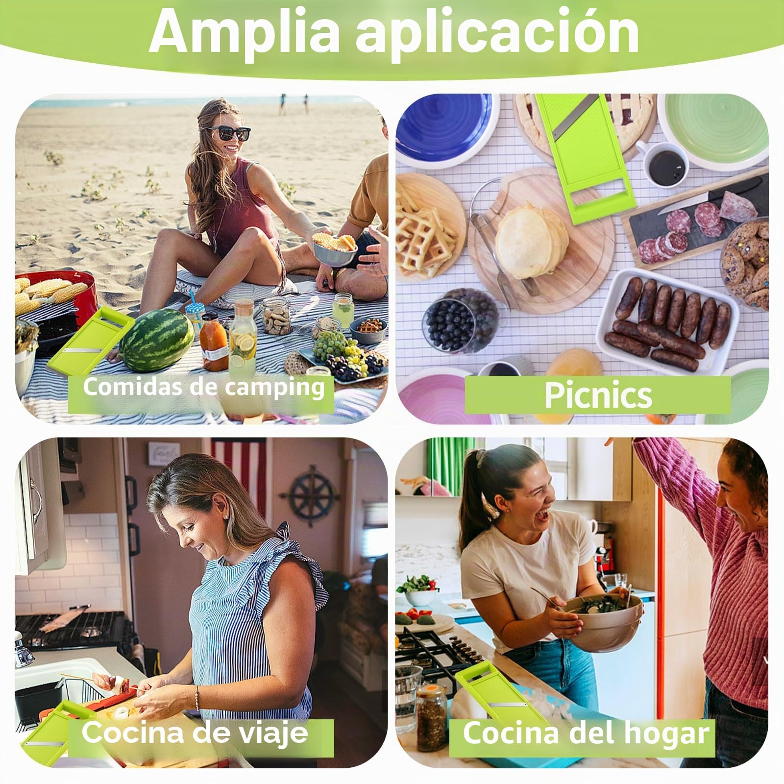 Mandolina de Verduras Portátil Extra Afilada, Mandolina de Mano de Acero Inoxidable Apta para Lavavajillas, Mandolina de Cocina con Mango Ergonómico para Patatas Zanahorias Pepinos