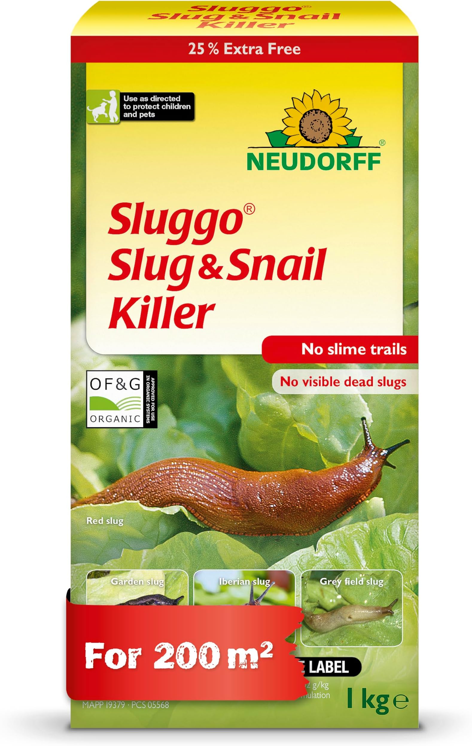 – Neudorff Sluggo Slug & Snail Killer – Effective slug control against slugs and snails. No slime traces and no visible dead slugs. For 200 m², 1 kg