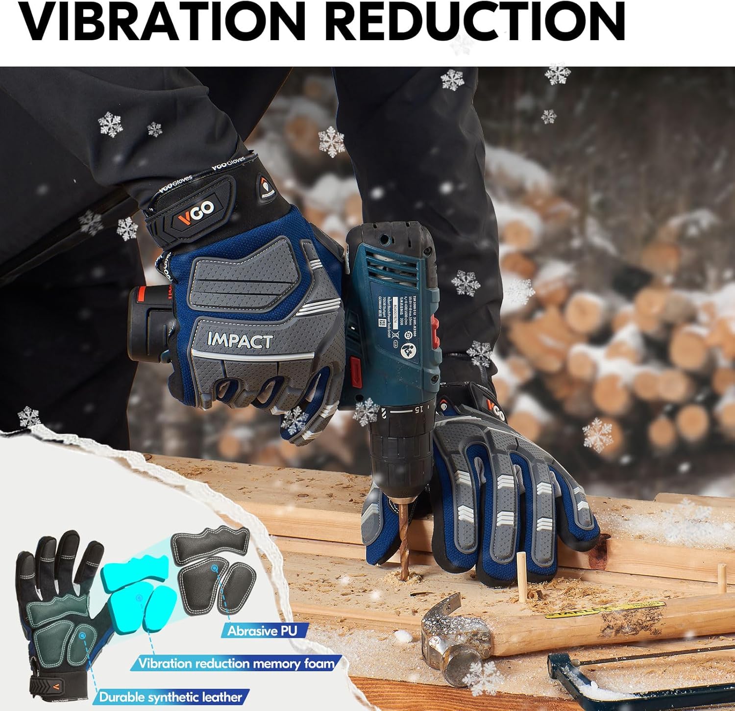 Vgo... -20/-4F COLDPROOF Winter Work Gloves - Mechanics & Impact Gloves - Anti-Vibration & Heavy Duty (SL9792FW) - Image 4