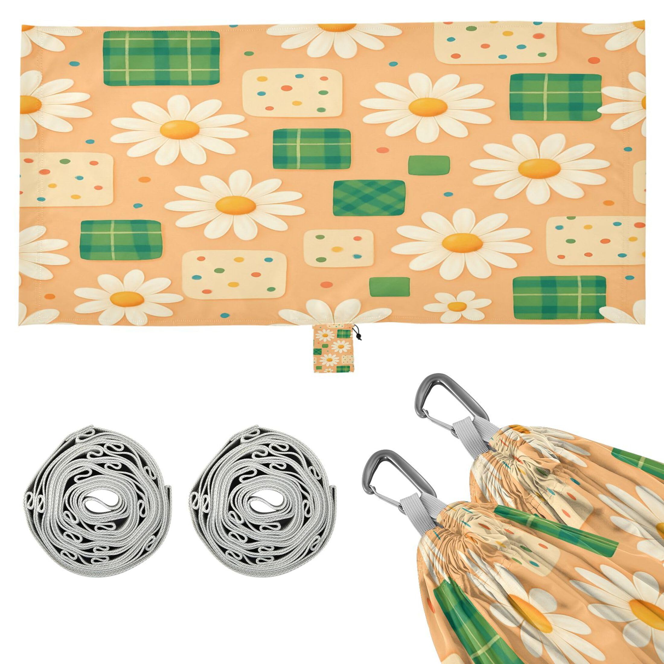 Takiito Simple Daisy Hammock 330 lb Capacity Travel Camping Hammock with Tree Straps, Portable Lightweight for Outdoor Beach Backpacking Backyard Patio