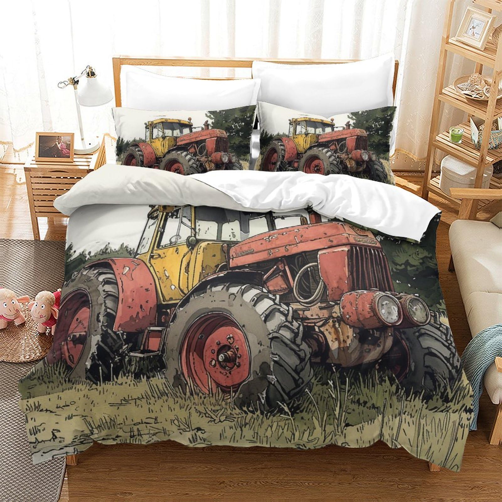 Housse de couette tracteur anti-plis en microfibre respirante douce