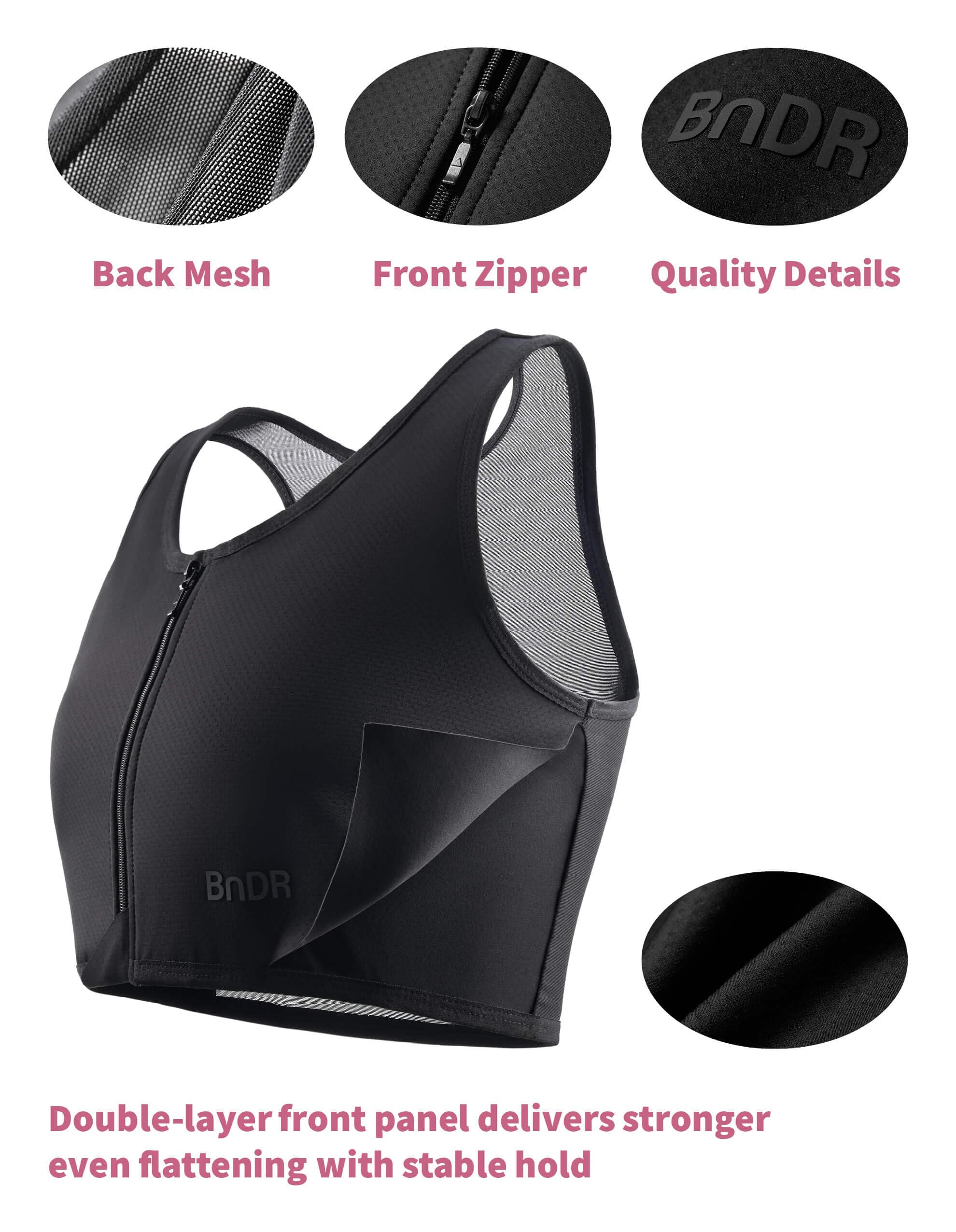 BnDR Chest Binder für FTM Transgender Pride – Kompressives Tanktop-Bustier mit Frontreißverschluss für LGBT-Tomboys, mit affirmierendem Design