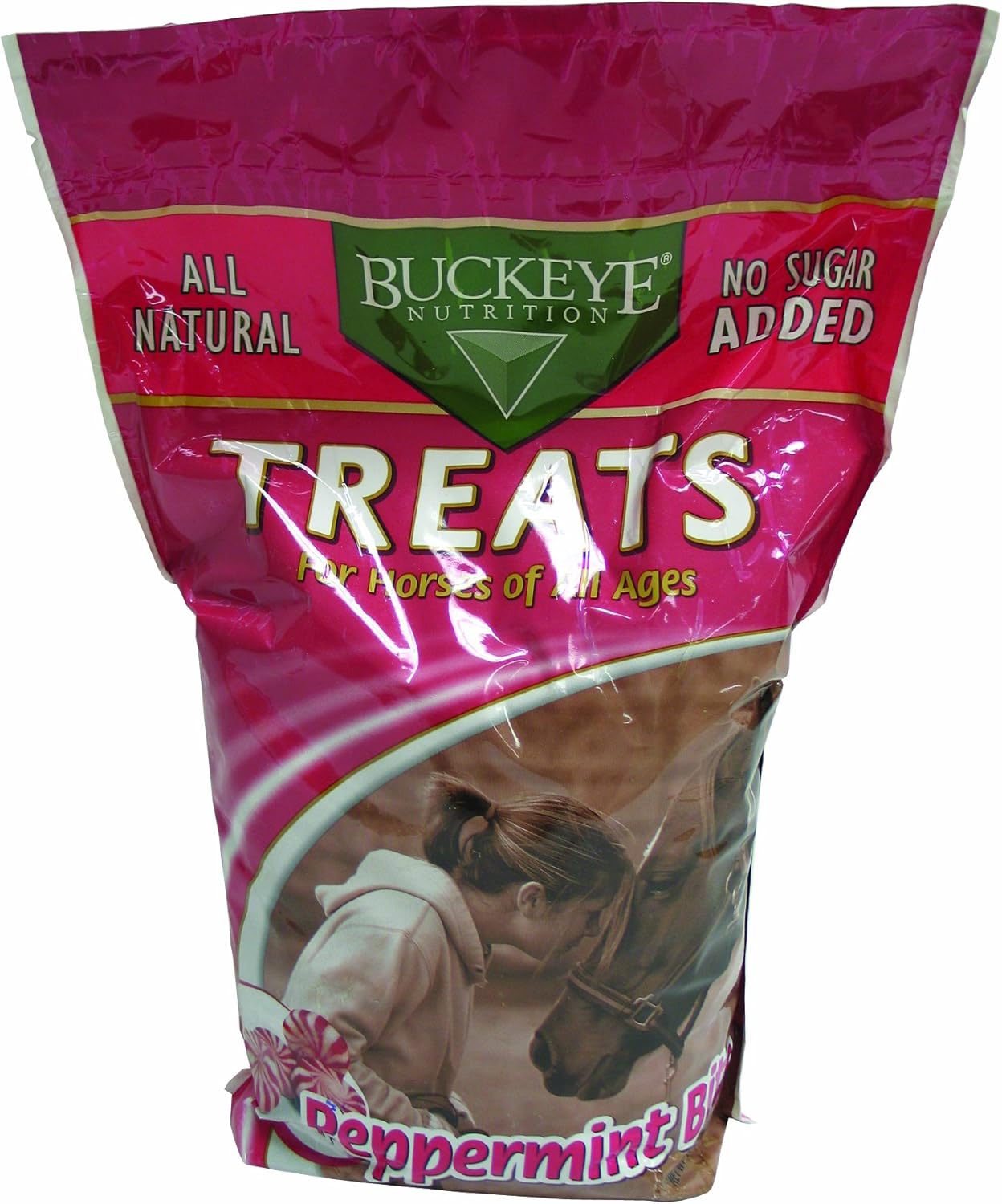 Buckeye All-Natural No Sugar Added Peppermint Bits Treats for Horses, 4 Pounds