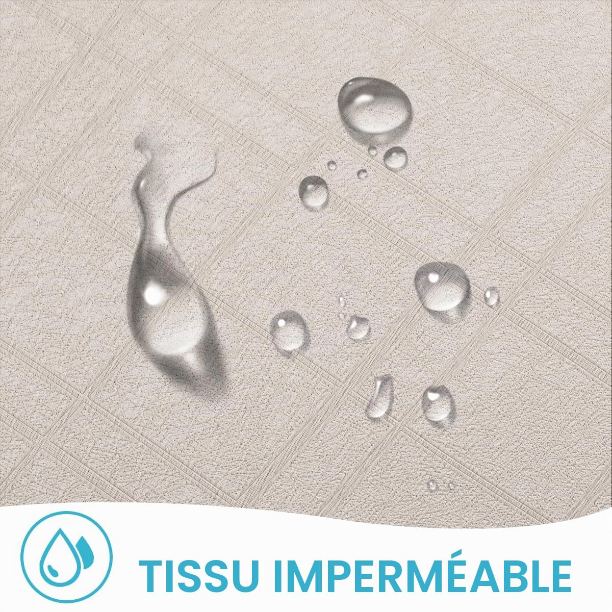 ele ELEOPTION Rideau Extérieur Imperméables Protéger Contre UV Isolants Thermiques, avec Perforations, Adaptés aux Jardins, Terrasses, Pergola, Balcons, Texturé 3D Blanc Cassé, 1 Pièce / 132 X 213cm