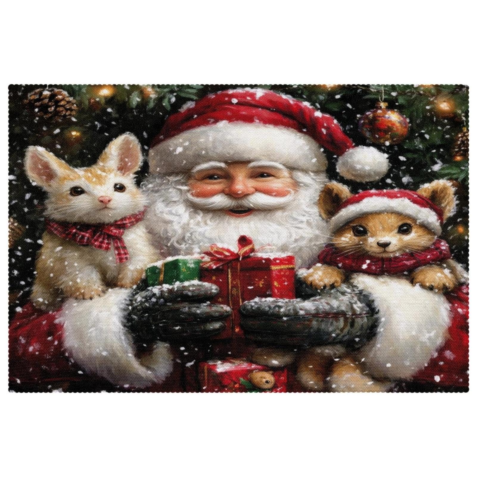 Set de table Noël animaux pour repas de fête en famille lot de 6