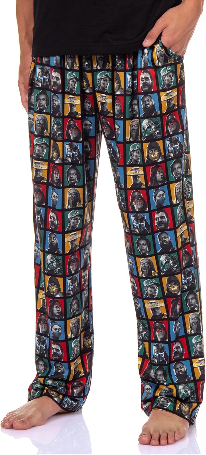INTIMO Mortal Kombat Pajama Lounge Pants Men's Allover Character Squares Design Adult Loungewear
