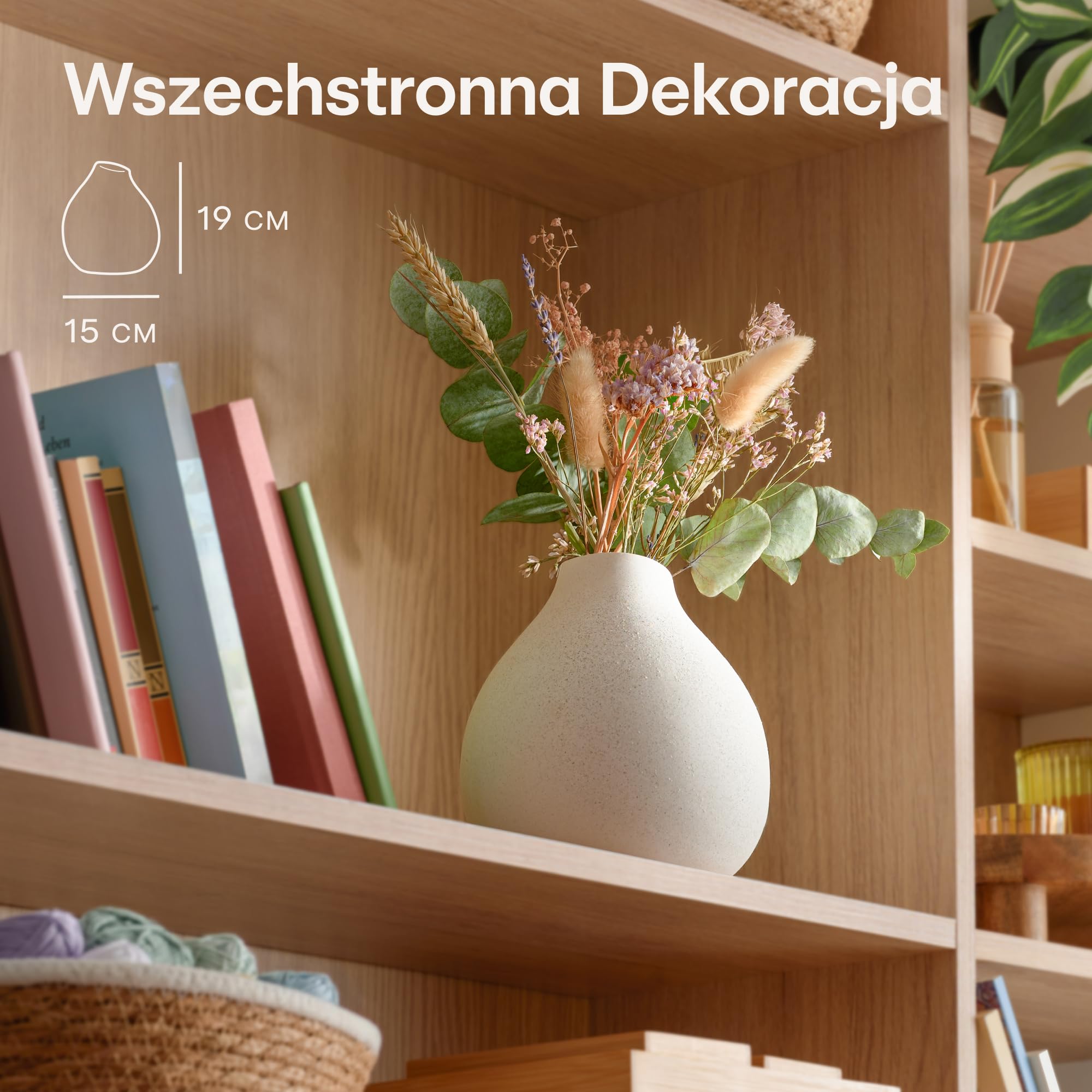 Wazon Ceramiczny Biały - Wazon Na Kwiaty Z Teksturą Piasku - Wodoodporny - Wykonany Ręcznie - Wazon Dekoracyjny Do Dekoracji Stołu I Na Prezent - Idealny Do Domu I Biura