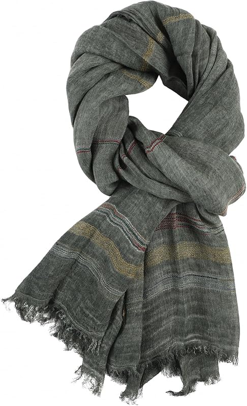 Unisex Striped Men Scarf Lightweight Cotton and linen Large Scarves Winter Warm Scarfs for Women