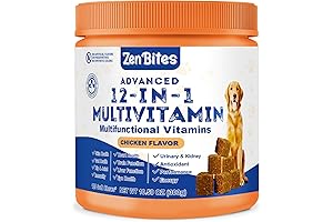 12-in-1 Complete Dog Vitamins & Probiotics for Joint Support, Skin, Heart & Immunity with Glucosamine