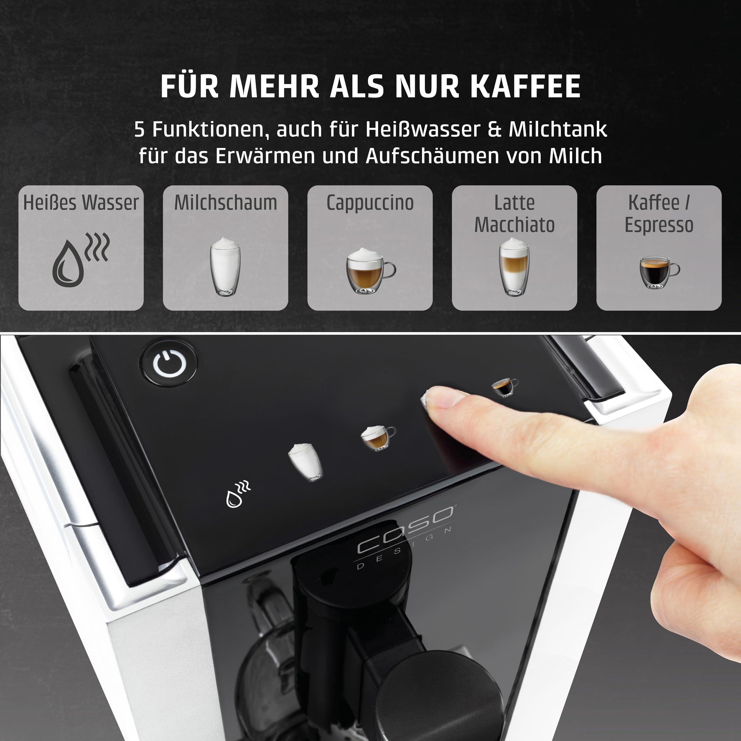 Caso Café Crema Touch, Kaffeevollautomat, inkl. Schlauch und Milchtank