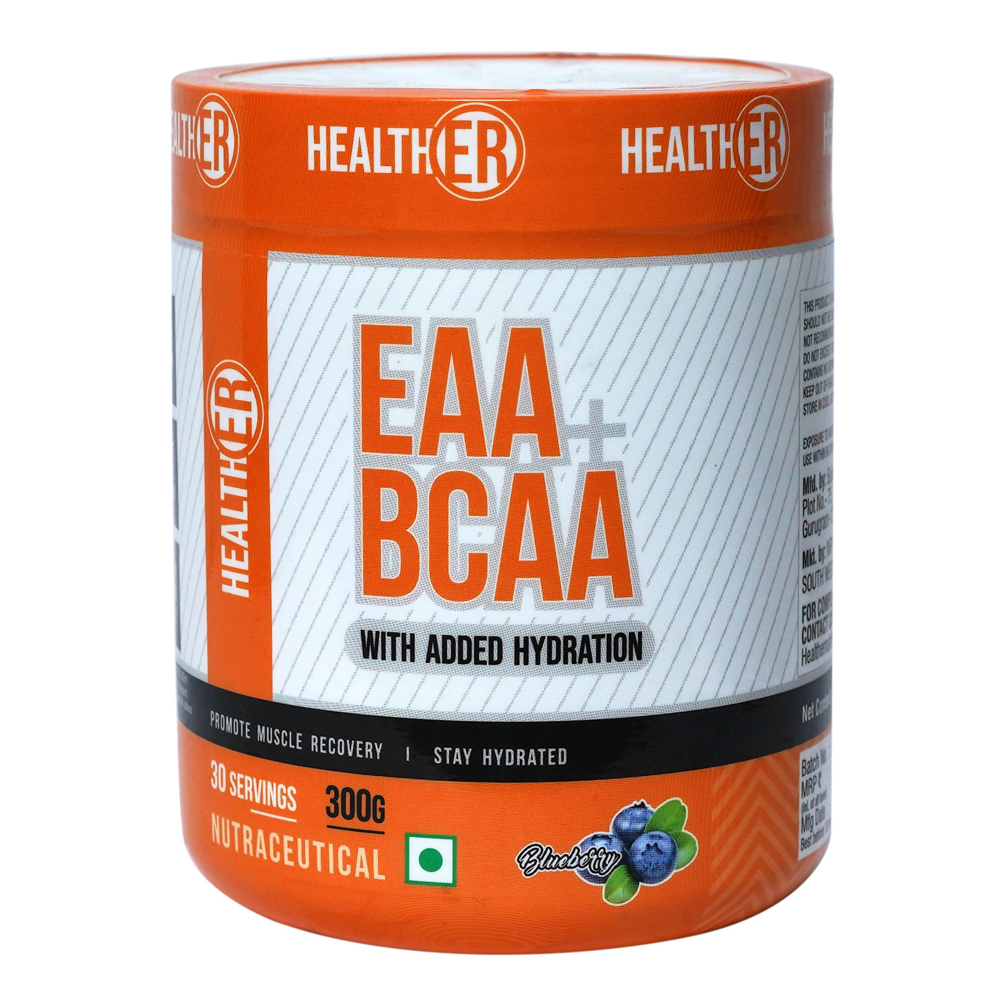 HealthER EAA BCAA Supplement with Electrolytes - 8500mg EAA & 6000mg BCAA | Amino Acid Powder for Intra/Post Workout Muscle Recovery with added Hydration - 300g (30 Servings) (Blueberry)-image-5
