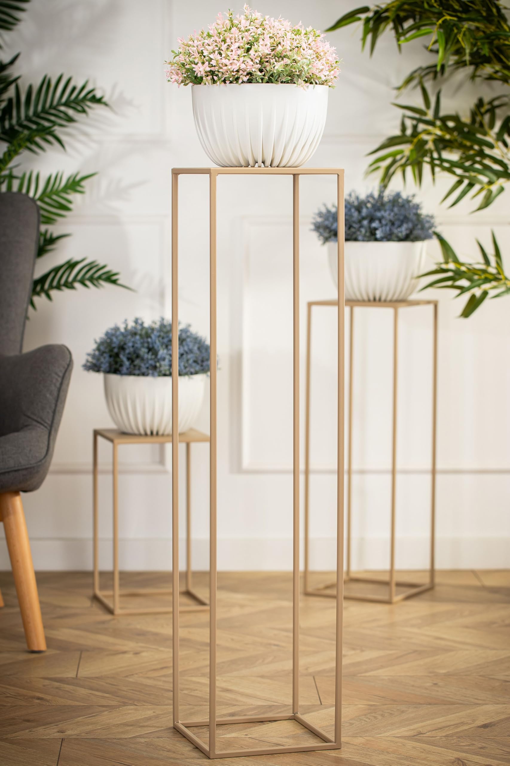 HowHomely Blumenstnder Metall Beige 100 cm Hoch - Solider und Robuster  Blumenhocker Metall - Pflanzenstnder fr die Dekoration in Wohnzimmer  Schlafzimmer oder Bro: Amazon.de: Garten