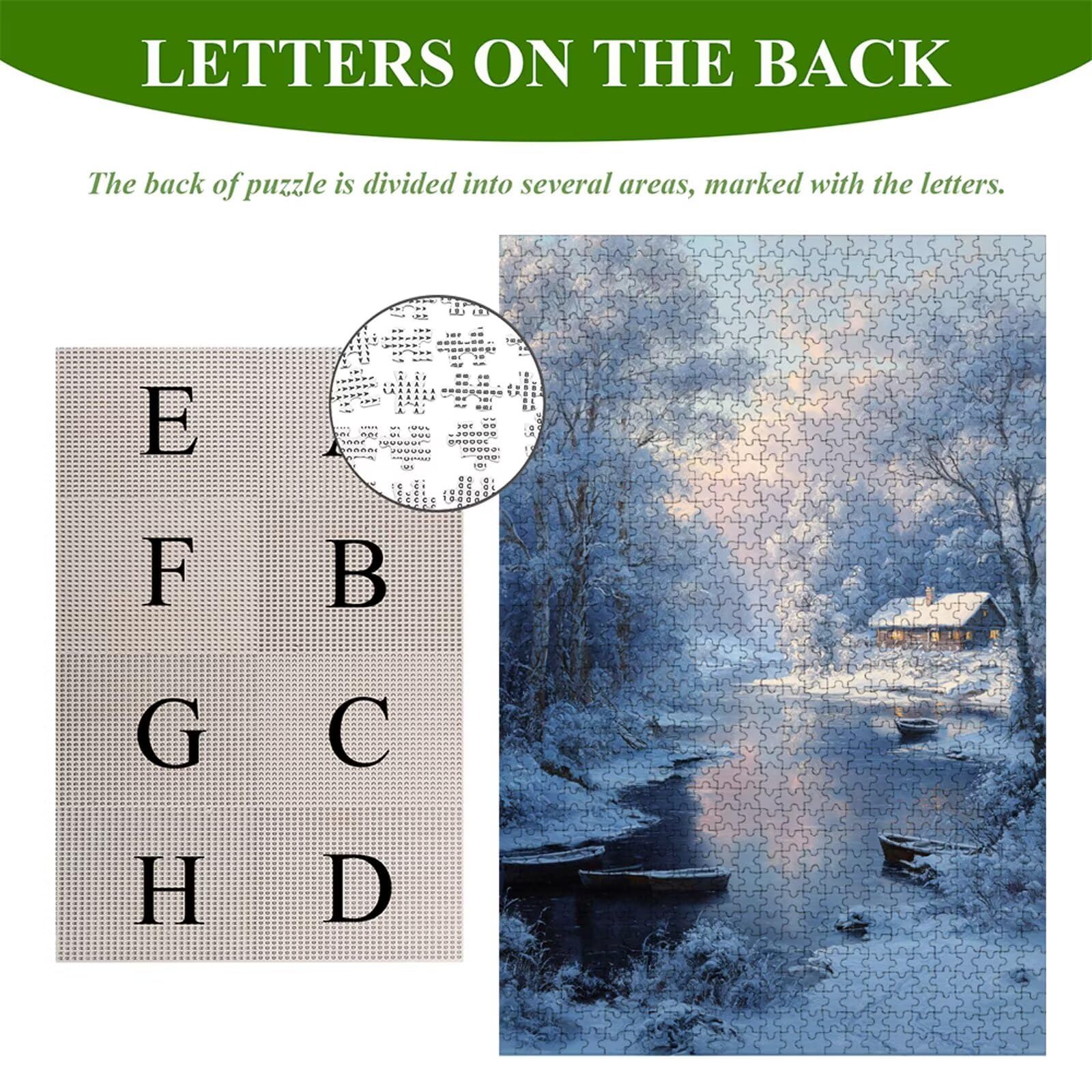 Puzzle 1200 Piezas Adultos Invierno & Árbol, Rompecabezas con Letras Traseras y Póster, Pasatiempo Antiestrés, Decoración de Pared, Regalo Decorar Mujer Hombre 75 x 50 cm (14 Años +) P3#1134