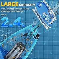 Vista 4 de Aspiradora de piscina inalámbrica con poste telescópico, succión potente de 26.5 galones/min, limpiador de piscina recargable de mano con 1 hora