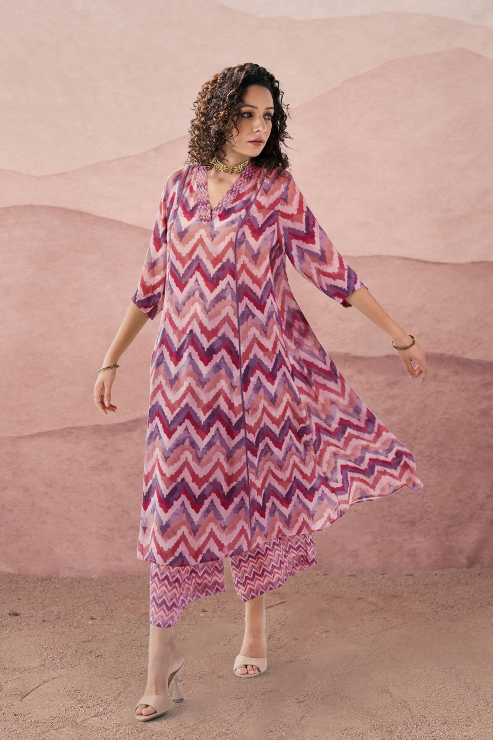 Toochki Co Ord Set For Women | Casual Wear Pant Top Set | Fancy Co-Ord Set | Full Pair Set | Women Kurta Sets Kurtis | Two Piece Co Ord Sets | Coord Sets For Women | Printed Cotton Co Ord Set Peach