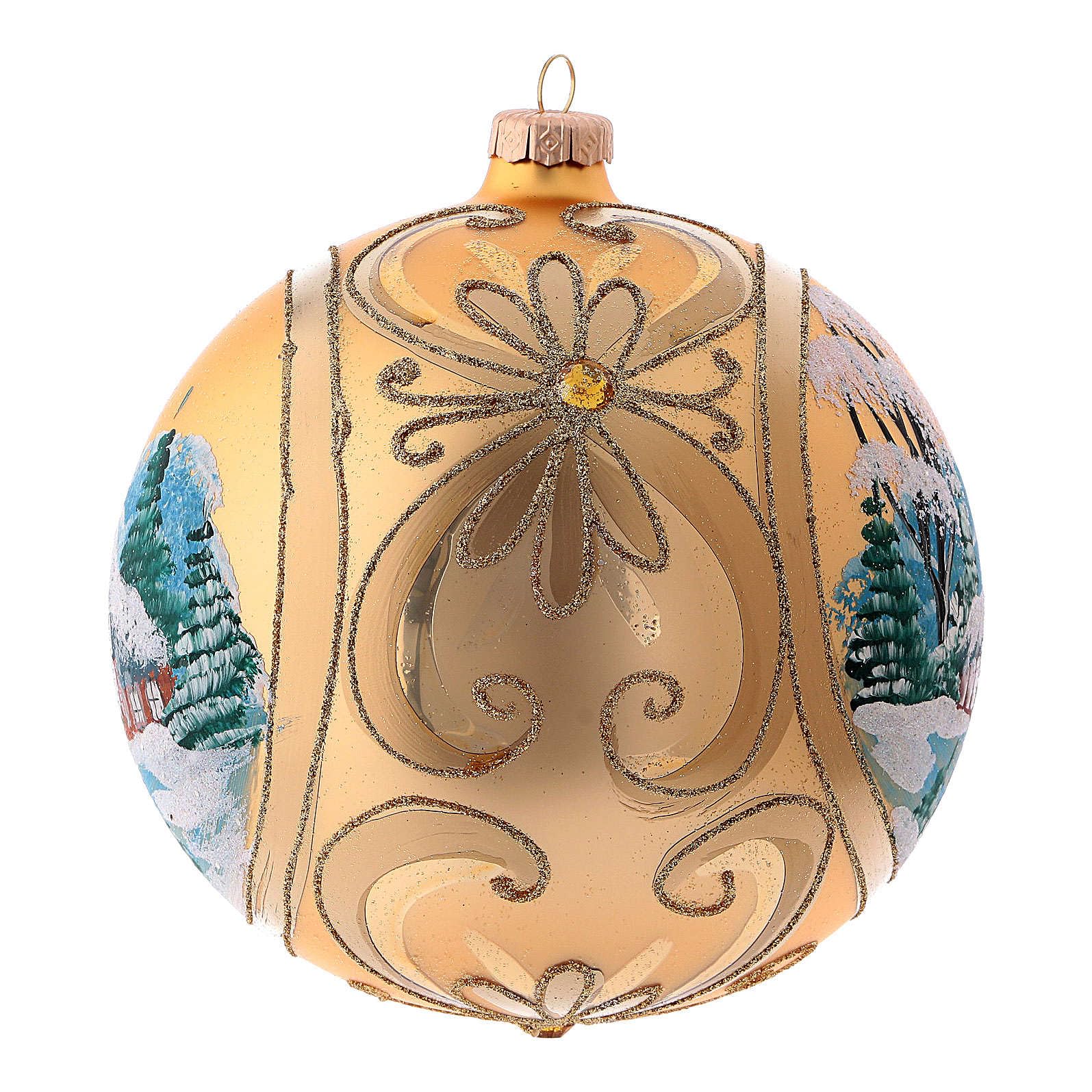 Boule De Noël Lanterne Houx Verre Soufflé 150mm - Holyart